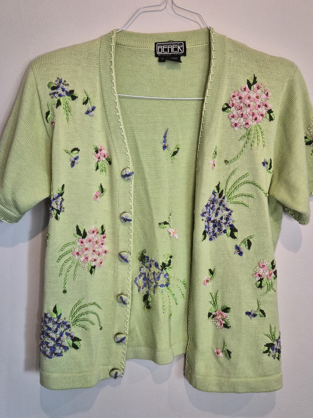 VTG Berek by Takako Sakon Beaded Floral Cardigan S
